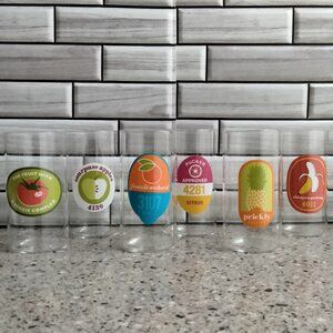 New Set of 6 Fruit Label Juice Glasses